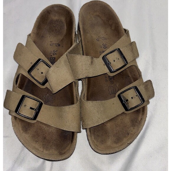 Birkenstock Arizona Stone Birkibuc Natural Leather Men's Women's Sandals EU 36 - Picture 2 of 12